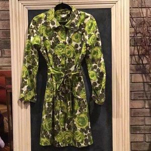Kate Spade green floral coat, size 8.